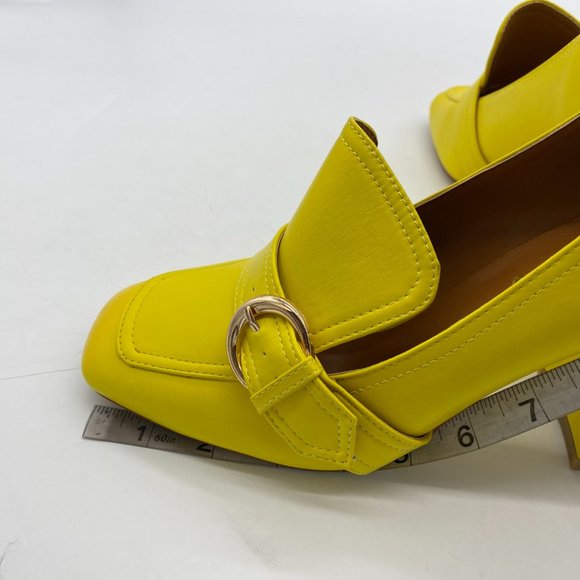 YDNChunky High Heel Square Toe Loafer Shoes Pumps with Buckle Shoes - Picture 7 of 9